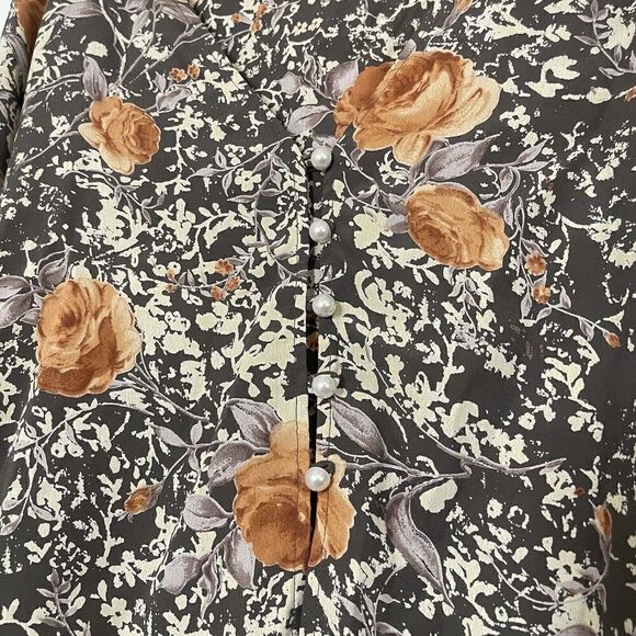 For Love & Lemons brown floral vneck Bell sleeve Blouse top size Medium - Picture 2 of 6